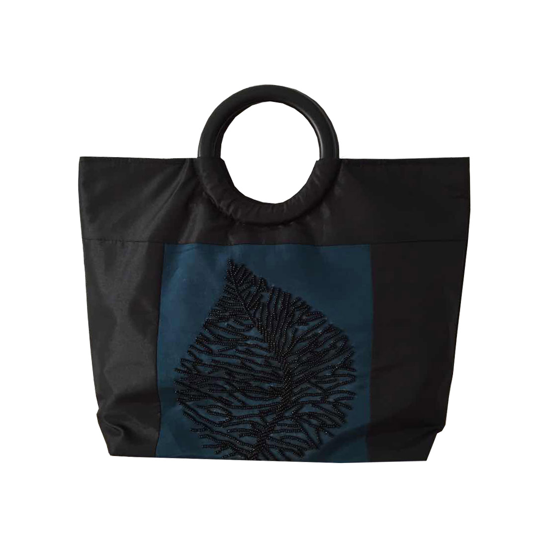 navy blue black silk ladies handbag